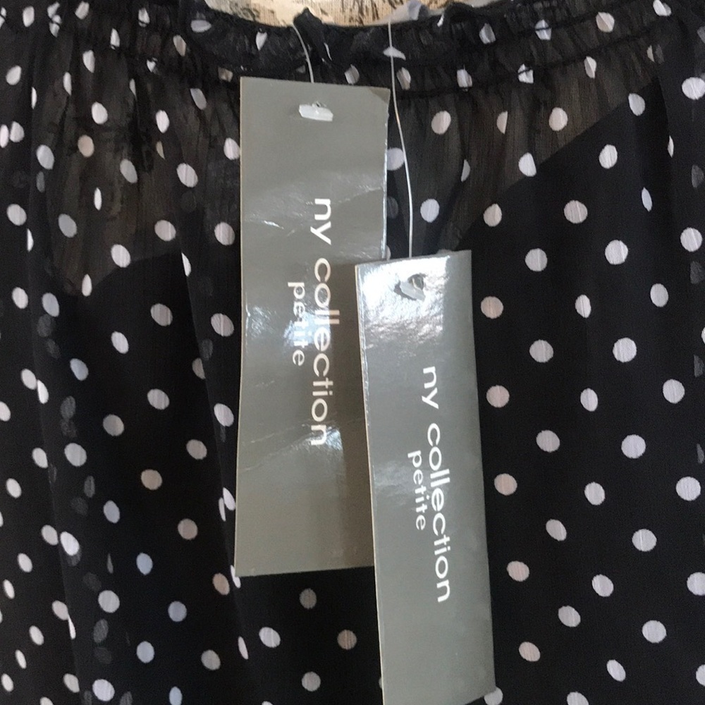 *🆕 NY Collection Black Polka Dot Top XL Petite - Picture 5 of 6